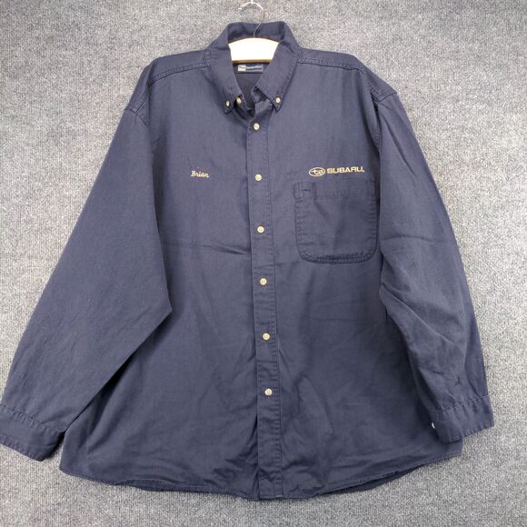 Subaru Men's Employee Uniform Workwear Shirt Blue Size 2XL Long Sleeve - Picture 2 of 15